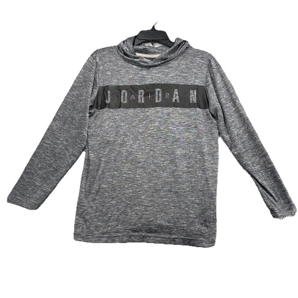 Jordan Other - Air‎ Jordan Hoodie Youth XL Gray Dri Fit Spellout Logo Long Sleeve Pullover